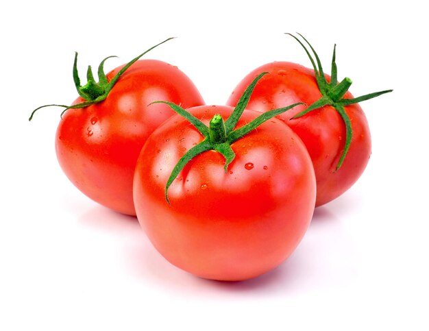 Primer plano de tomates contra un fondo blanco