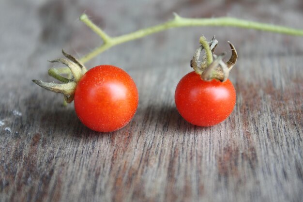 Primer plano de los tomates en la mesa