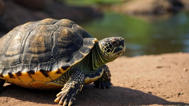 Un primer plano de una tortuga en su hábitat natural