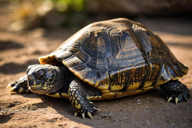 Un primer plano de una tortuga en su hábitat natural