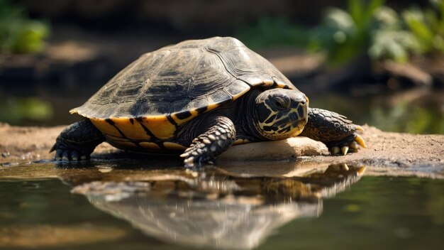 Un primer plano de una tortuga en su hábitat natural