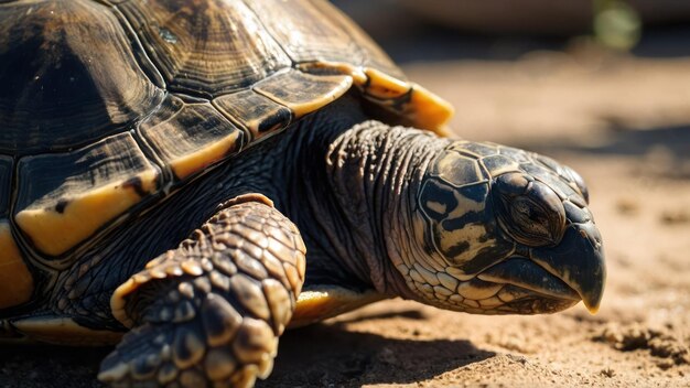 Un primer plano de una tortuga en su hábitat natural