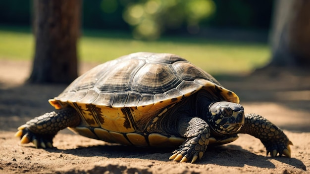 Foto un primer plano de una tortuga en su hábitat natural