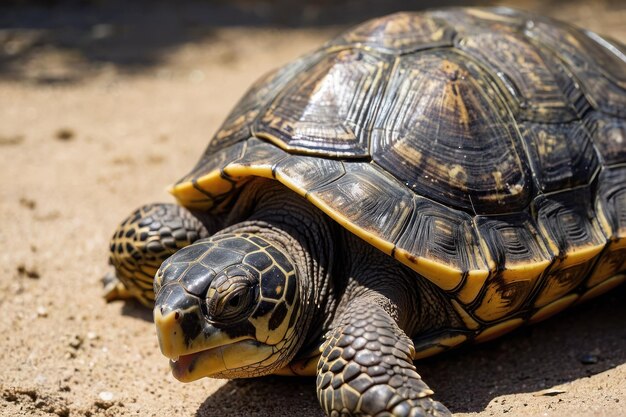 Un primer plano de una tortuga en su hábitat natural