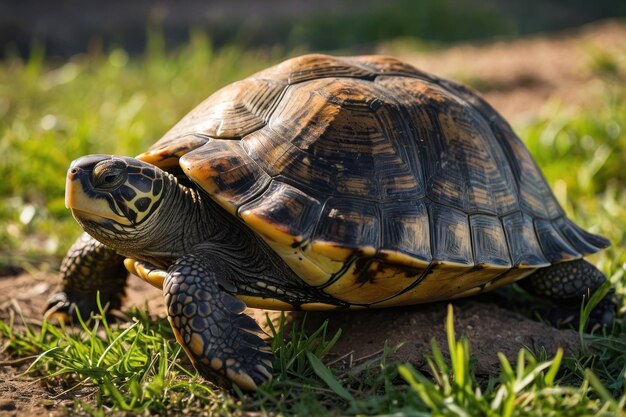 Un primer plano de una tortuga en su hábitat natural