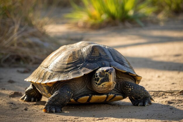 Un primer plano de una tortuga en su hábitat natural