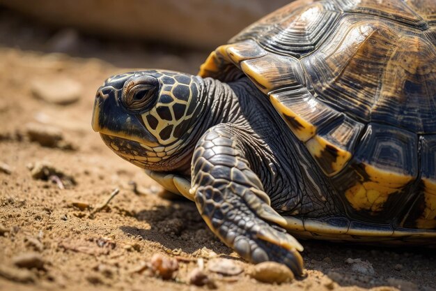 Foto un primer plano de una tortuga en su hábitat natural