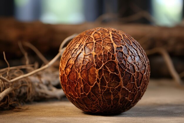 Foto primer plano de una tradicional pelota de marn grook hecha de piel de zarigüeña