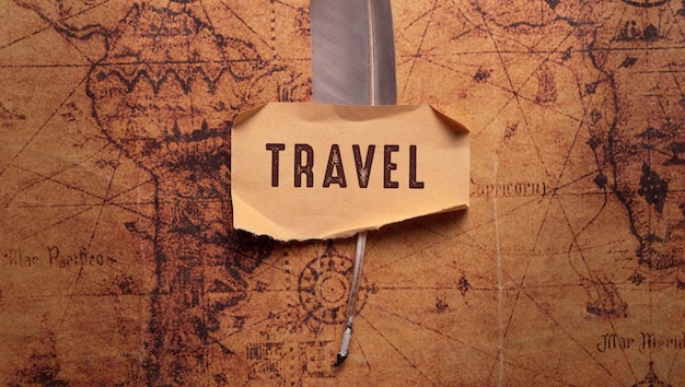 Primer plano de Travel Word, Idea de concepto de viaje