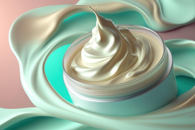 Primer plano de trazo de crema cosmética de belleza sobre fondo pastel Generación de IA