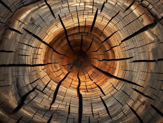 un primer plano de un tronco de árbol con un círculo en el medio