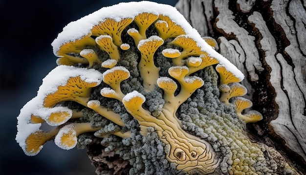 Foto un primer plano de un tronco de árbol cubierto de nieve