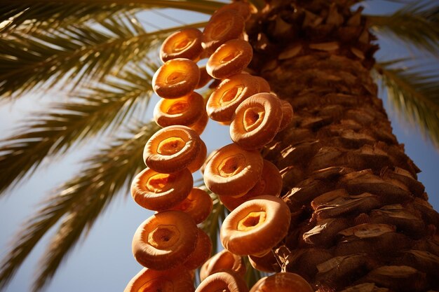 Un primer plano del tronco de una palmera con anillos