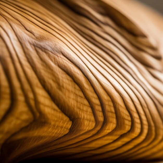 Foto un primer plano de un trozo de madera con las líneas de ondas en la parte superior.