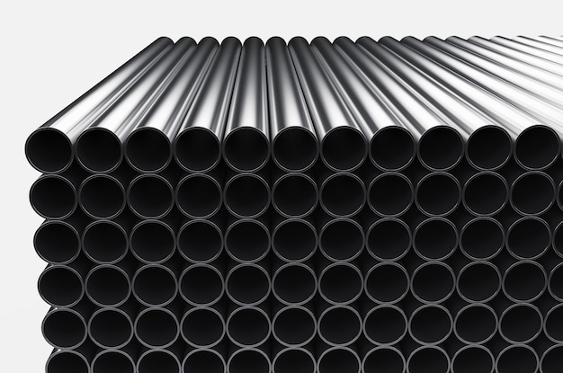 Primer plano de tubos de plástico sobre un fondo blanco Ilustración de procesamiento 3D.