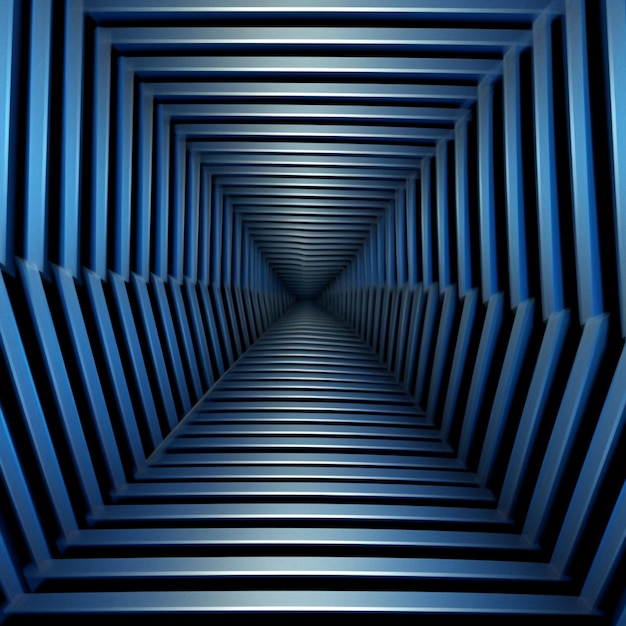 un primer plano de un túnel azul con un fondo negro