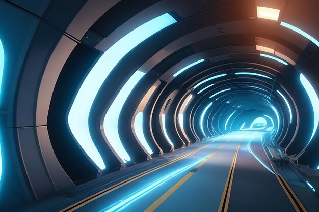 Un primer plano de un túnel con una luz al final ai generativo