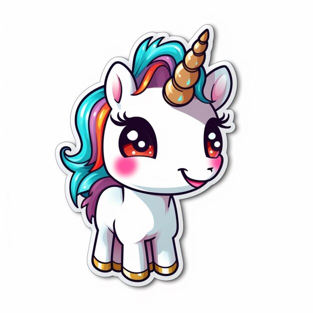 un primer plano de un unicornio de dibujos animados con un cuerno en la cabeza ai generativo