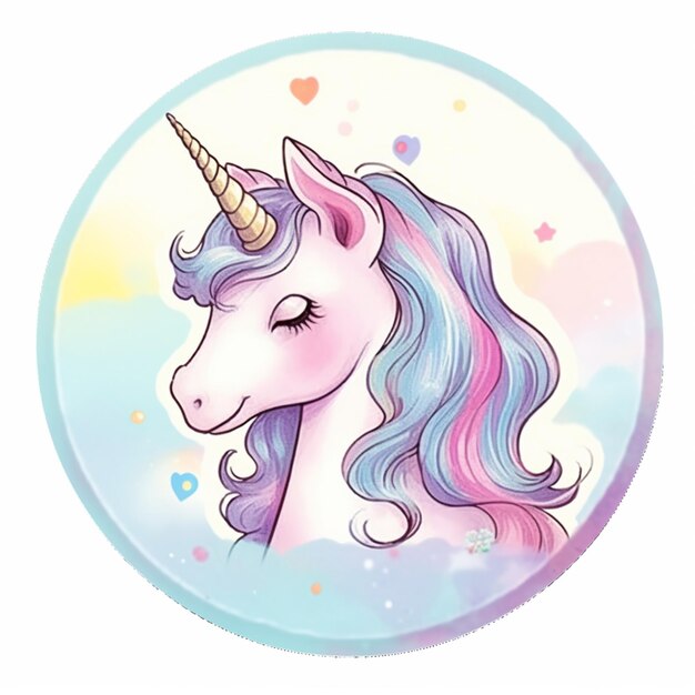 un primer plano de un unicornio con una melena larga y una melena en forma de corazón