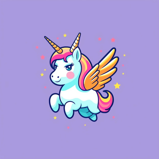 Un primer plano de un unicornio con una melena rosa y un ai generativo de cuerno amarillo