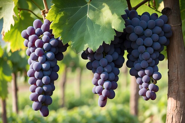 Foto un primer plano de las uvas colgando de las ramas.