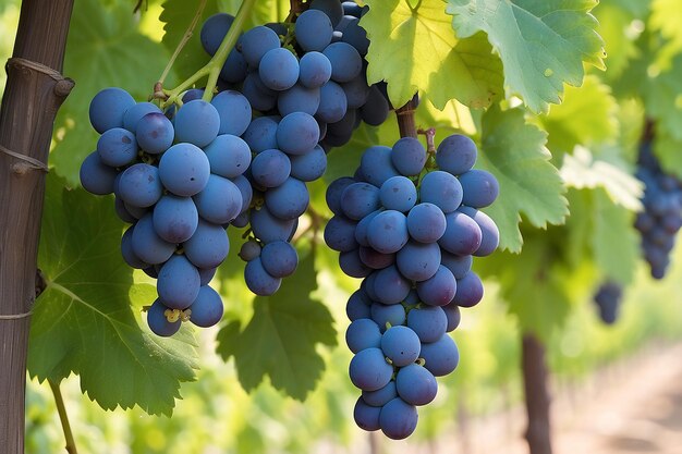 Foto un primer plano de las uvas colgando de las ramas.