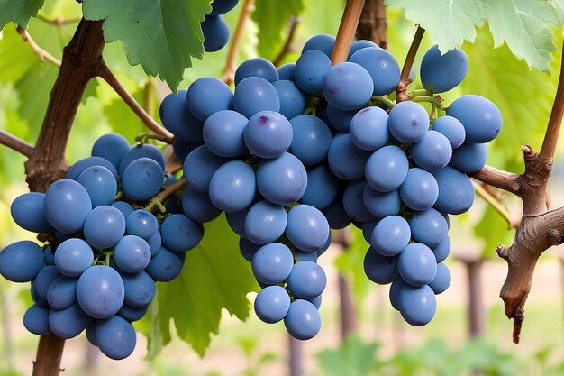 Foto un primer plano de las uvas colgando de las ramas.