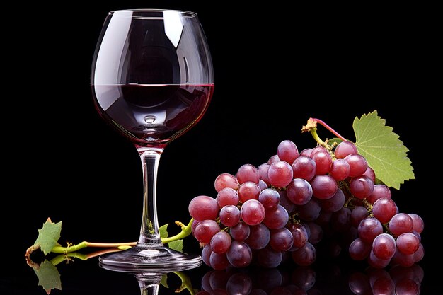 Un primer plano de uvas en una copa de vino con burbujas que se elevan