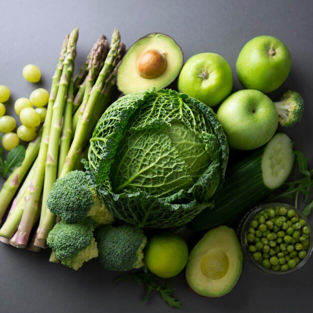 Primer plano de varias verduras en la mesa