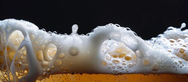 Un primer plano de un vaso de cerveza con espuma en la parte superior
