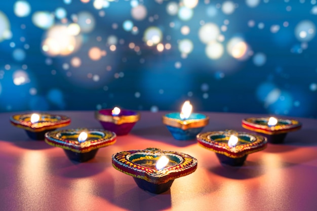 Primer plano de las velas iluminadas