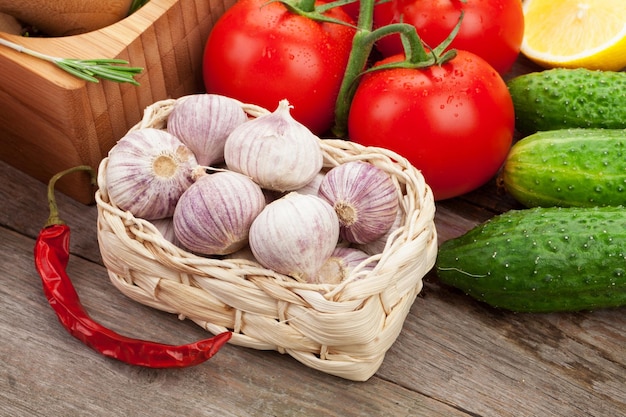 Primer plano de verduras maduras frescas