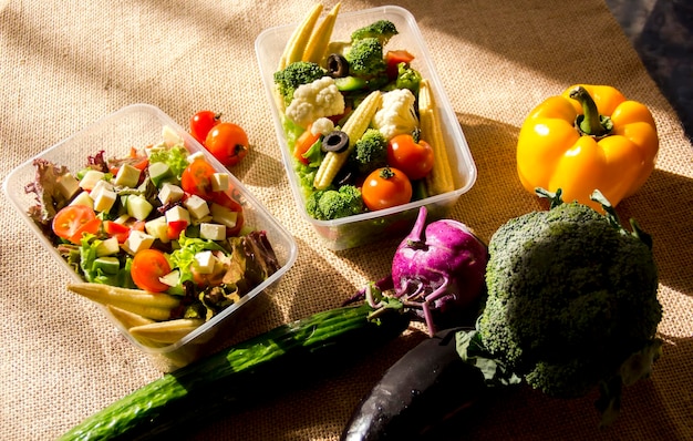 Primer plano de las verduras en rodajas