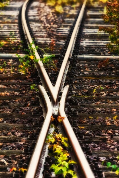 Primer plano de las vías ferroviarias