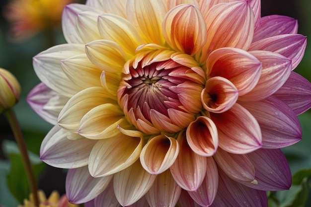 Foto un primer plano vibrante de una dahlia multicolor