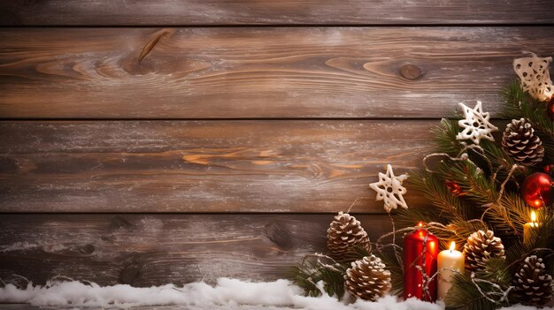 Primer plano vibrante y festivo de un árbol de Navidad adornado con velas y adornos para Hol