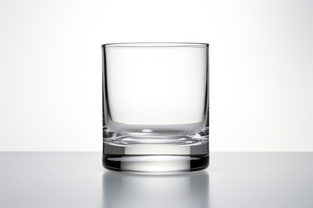 Primer plano de vidrio vacío sobre un fondo blanco