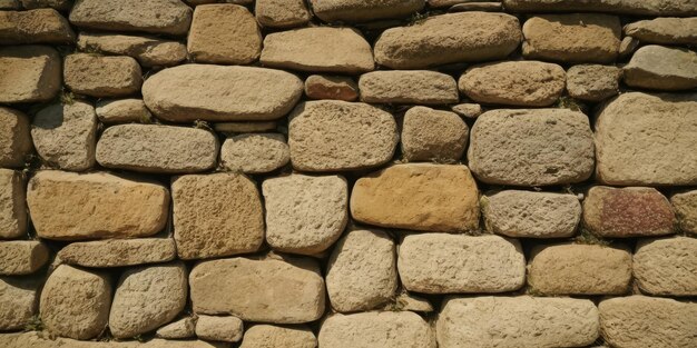 Foto primer plano de una vieja pared de piedra durante un día soleado