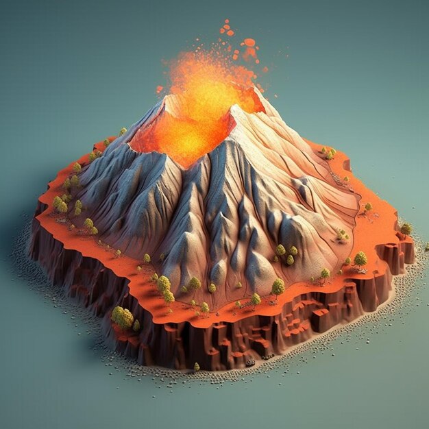 un primer plano de un volcán con una lava que sale de él