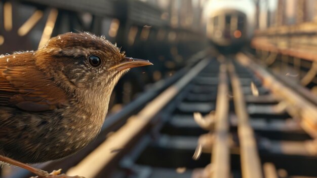 Foto primer plano de un wren con una ceja pálida distintiva su garganta revoloteando mientras trilla una canción alegre