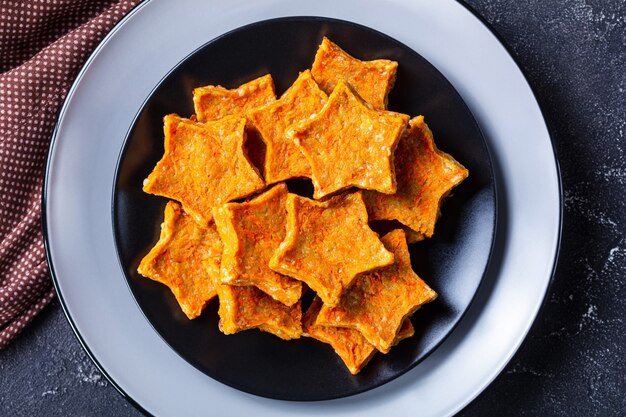 Primer plano, de, zanahoria, estrellas, galletas