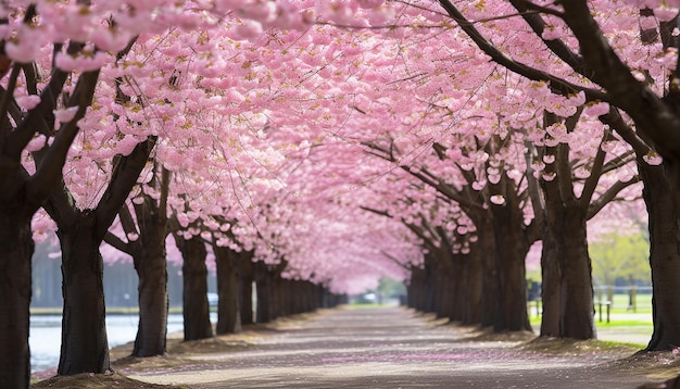 la primera flor de cerezas en un parque de la ciudad