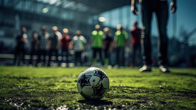 Foto la primera vista del fútbol en un estadio de fútbol