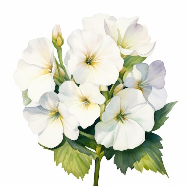 Primrose Acuarela Pintura Prosperidad Flores Blancas Sobre Fondo Blanco