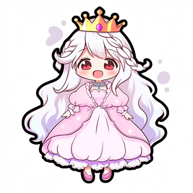 princesa de anime con una corona en su cabeza generativa ai