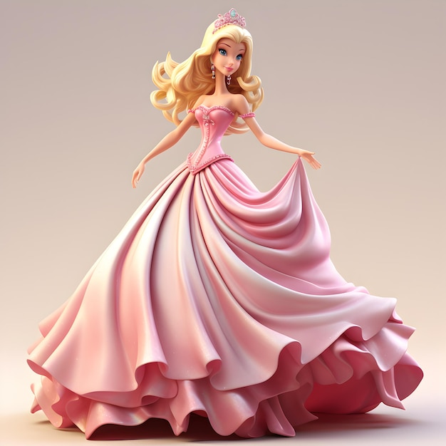 Foto princesa bonita elegante dos desenhos animados 3d