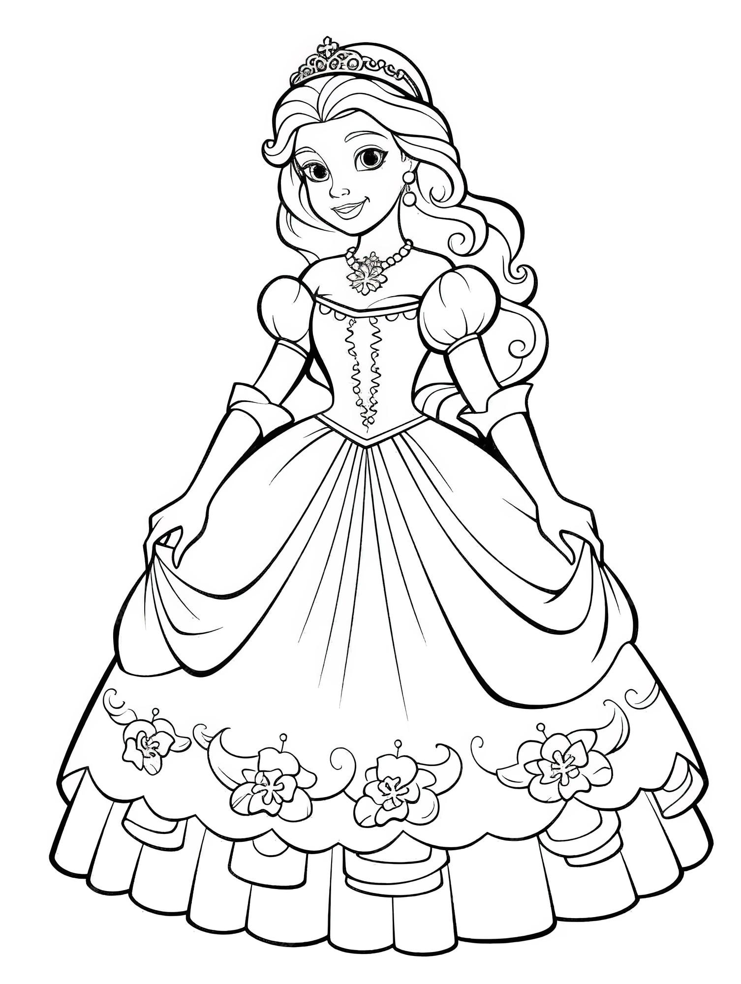 Desenho para colorir da princesa Barbie · Creative Fabrica