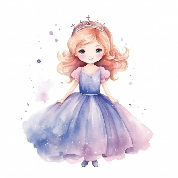 Foto princesa de aquarela bonita ilustração ai generativexa