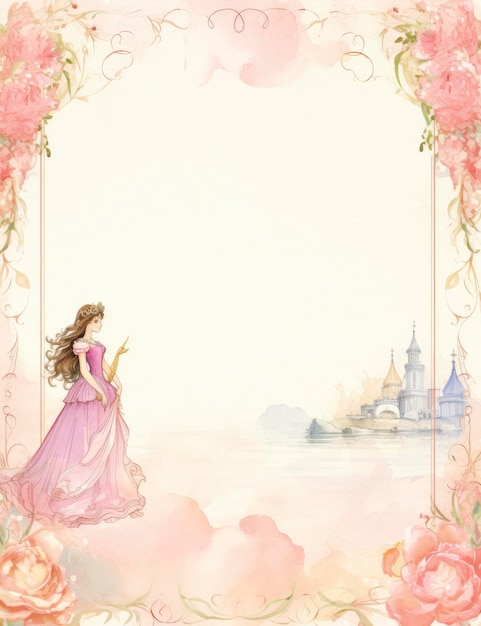 Foto princesa de contos de fadas conjunto estacionário princesa bonita