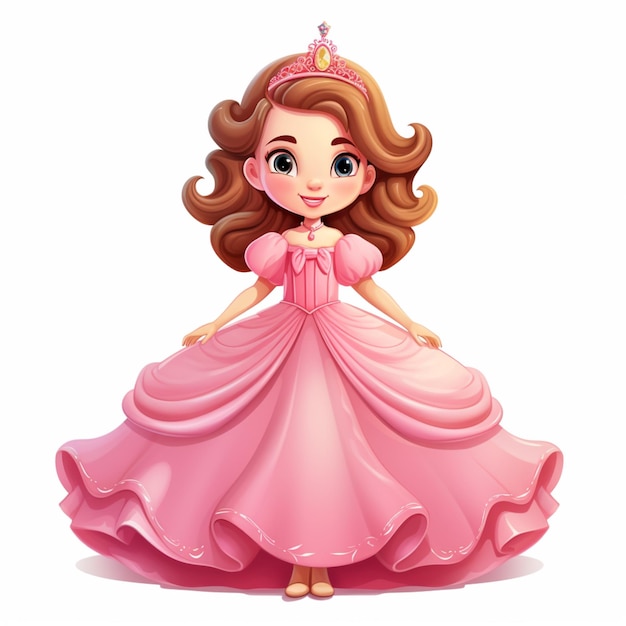 Princesa de desenho animado em vestido rosa com tiável e tiável generativo ai